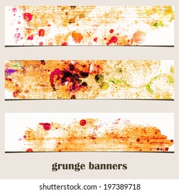 Grunge banners. Urban style. Watercolor spots. Website decorative elements. Website banners.
