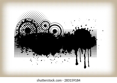 Grunge banner.Splash banner.Grunge design element.Abstract vector template.