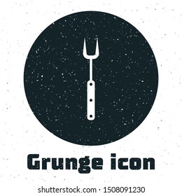 Grunge Barbecue fork icon isolated on white background. BBQ fork sign. Barbecue and grill tool.  Vector Illustration