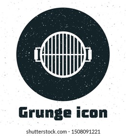 Grunge Barbecue grill icon isolated on white background. Top view of BBQ grill. Steel grid.  Vector Illustration