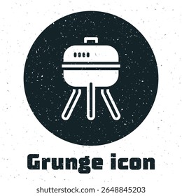 Grunge Barbecue grill icon isolated on white background. BBQ grill party. Monochrome vintage drawing. Vector