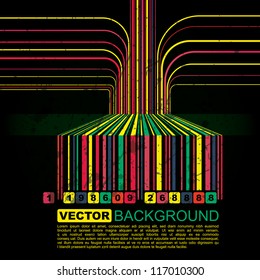 Grunge barcode background - vector