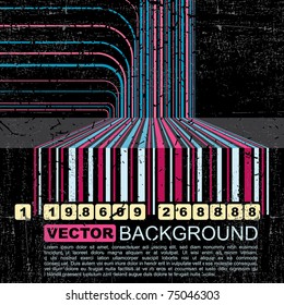 Grunge barcode background - vector