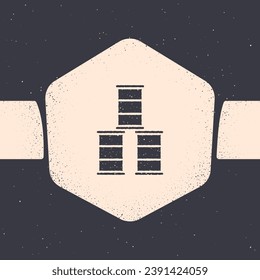 Grunge Barrel oil icon isolated on grey background. Monochrome vintage drawing. Vector Illustration