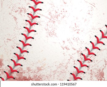 Grunge baseball background showing closeup of used ball