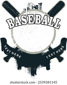 farbiges Baseballschild mit Fledermäusen und Kopienraum