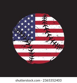 grunge baseball with usa flag vector