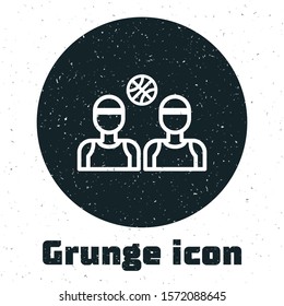 Grunge Basketball players icon isolated on white background.  Vector Illustration