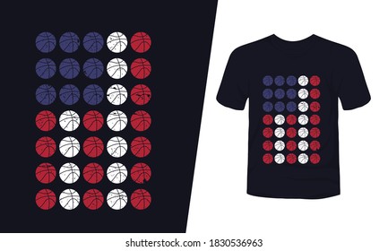 Grunge basketball USA flag t-shirt design.