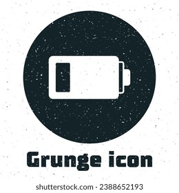 Grunge Battery charge level indicator icon isolated on white background. Monochrome vintage drawing. Vector