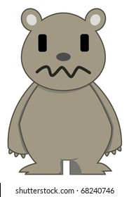 Grunge Bear Cartoon Character Illustration Isolated White