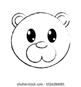 grunge bear head cute animal character