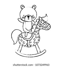 grunge bear teddy ride rocking horse