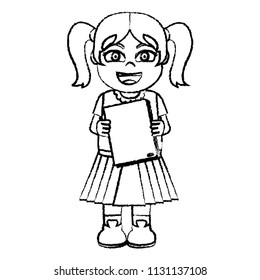 grunge beauty girl hairstyle with book and uniform