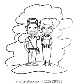 grunge beauty woman and man couple with hairstyle