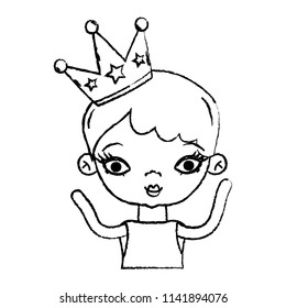 grunge beauty woman with short hair and crown