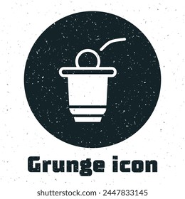 Grunge Beer pong game icon isolated on white background. Alcohol party game. Monochrome vintage drawing. Vector