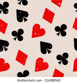 Grunge beige background with play cards signs vector