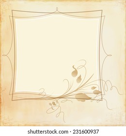 Grunge beige frame with decorative element