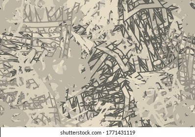 Beige Grunge nahtlos. Eine abstrakte Textur. Vorlage für den Druck auf Stoff, Tapete. Chaotisches Wiederholmuster. Pop-Art-Hintergrund
