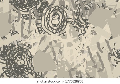 El beige de Grunge no tiene fisuras. Una textura abstracta. Plantilla para imprimir en tela, Papel tapiz. Patrón de repetición caótico. Fondo de arte pop