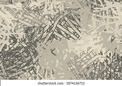 Beige Grunge nahtlos. Eine abstrakte Textur. Vorlage für den Druck auf Stoff, Tapete. Chaotisches Wiederholmuster. Pop-Art-Hintergrund