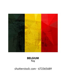 Grunge Beigium flag isolated on white background. Design element for flyers or banners.