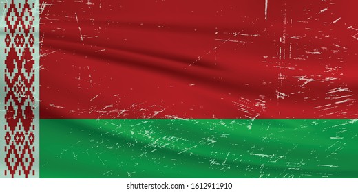 Grunge Belarus flag. Belarus flag with waving grunge texture. Vector background.