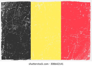 Grunge Belgium flag.Belgium flag with grunge texture.Vector template.