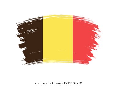 Grunge Belgium flag.Brush stroke flag of Belgium.