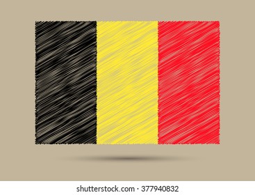 Grunge Belgium flag.Scribble Belgium flag.Vector illustration.