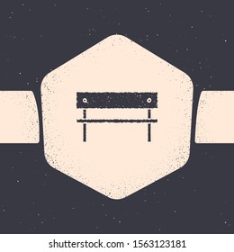 Grunge Bench icon isolated on grey background. Monochrome vintage drawing. Vector Illustration