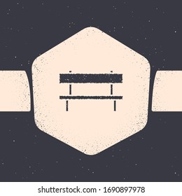 Grunge Bench icon isolated on grey background. Monochrome vintage drawing. Vector Illustration