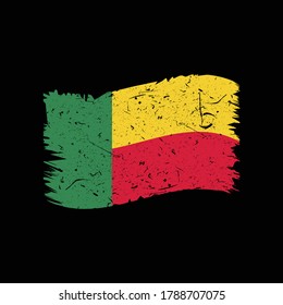 Grunge Benin Flag Distress Brush Stroke Vector