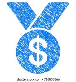 Grunge Bestseller Medal icon with grunge design and scratched texture. Unclean vector blue pictogram for rubber seal stamp imitations and watermarks. Draft sticker symbol.