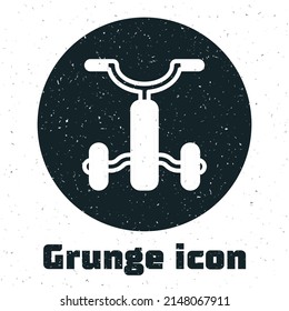 Grunge Bicycle for kids icon isolated on white background. Monochrome vintage drawing. Vector
