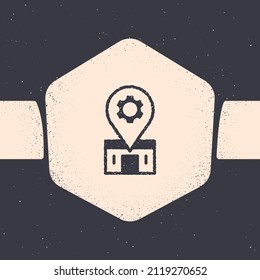 Grunge Bicycle repair service icon isolated on grey background. Monochrome vintage drawing. Vector