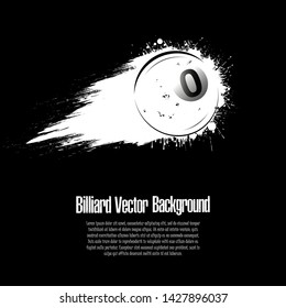 Grunge billiard background. Abstract billiard ball made from blots. Billiard design pattern. Vector illustration