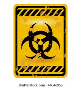 Grunge Bio Hazard Warning Sign Isolated Over White