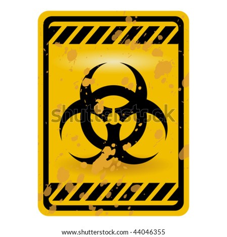 Grunge bio hazard warning sign isolated over white