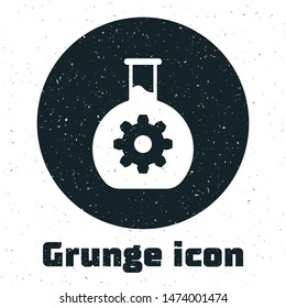 Grunge Bioengineering icon isolated on white background. Element of genetics and bioengineering icon. Biology, molecule, chemical icon.  Vector Illustration