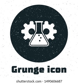 Grunge Bioengineering icon isolated on white background. Element of genetics and bioengineering icon. Biology, molecule, chemical icon.  Vector Illustration
