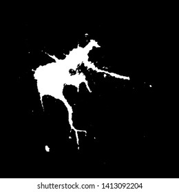 Grunge birds droppings black and white. Flat blots style vector illustration. Map. Abstract paint drop.