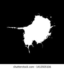 Grunge birds droppings black and white. Flat blots style vector illustration. Map. Abstract paint drop.