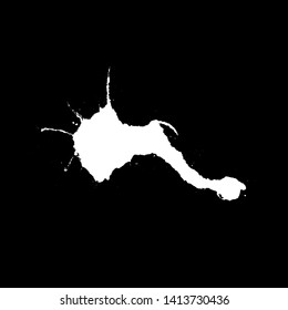 Grunge birds droppings black and white. Flat blots style vector illustration. Map. Abstract paint drop.
