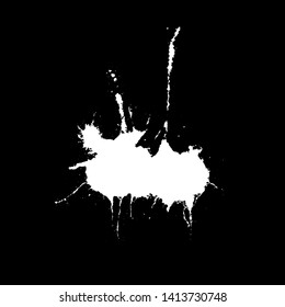 Grunge birds droppings black and white. Flat blots style vector illustration. Map. Abstract paint drop.