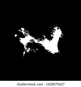 Grunge birds droppings black and white. Flat blots style vector illustration. Map. Abstract paint drop.