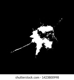 Grunge birds droppings black and white. Flat blots style vector illustration. Map. Abstract paint drop.