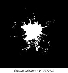 Grunge birds droppings black and white. Flat blots style vector illustration. Map. Abstract paint drop.