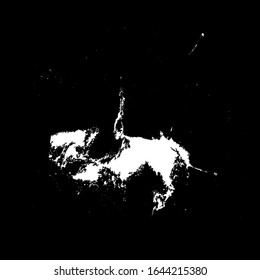 Grunge birds droppings black and white. Flat blots style vector illustration. Map. Abstract paint drop.